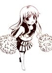  barefoot cheerleader index kouji_(campus_life) long_hair monochrome pom_poms skirt solo to_aru_majutsu_no_index 