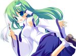  blue_eyes detached_sleeves green_hair kochiya_sanae long_hair meito_(maze) solo touhou 