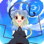  animal_ears bad_id bad_pixiv_id cloud day fang gradient_hair kanamishiu looking_at_viewer mouse_ears multicolored_hair nazrin sketch sky solo tail touhou 