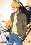  artist_request bleach casual chain denim hands_in_pockets jeans jewelry kurosaki_ichigo lowres male_focus necklace orange_hair pants solo spiked_hair 