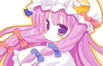  bow full_body hat meito_(maze) patchouli_knowledge pink_bow purple_eyes purple_hair solo touhou 