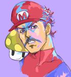  1up facial_hair jojo_no_kimyou_na_bouken kazaana male_focus mario mario_(series) mushroom mustache parody solo super_mario_bros. 