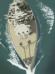  battleship from_above fuyunobu military military_vehicle no_humans no_lineart ocean ship wake warship watercraft 