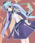  blue_hair green_eyes hat hoshino_yumemi long_hair no_panties planetarian ribbon sanarii solo twintails very_long_hair 