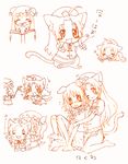  ahoge animal_ears bad_id bad_pixiv_id barefoot braid cat_ears cat_tail chibi dog_ears dog_tail flandre_scarlet hat hong_meiling izayoi_sakuya kemonomimi_mode long_hair monochrome multiple_girls orange_(color) patchouli_knowledge remilia_scarlet rias-shiki_kawaii short_hair tail tears touhou twin_braids wings yuri 