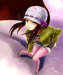  bad_id bad_pixiv_id beanie blazer fashion foreshortening hand_on_hip hat high_heels hikari_natsumi jacket kamen_rider kamen_rider_dcd leaning_forward legwear_under_shorts lips long_hair pantyhose pantyhose_under_shorts pink_eyes pink_legwear red_hair shoes shorts solo urban_style wind yanagi_joe 