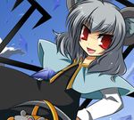  animal_ears bad_id bad_pixiv_id fang mizuki_(lv43) mouse mouse_ears nazrin red_eyes silver_hair solo tail touhou 