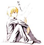  blonde_hair cigarette fate/stay_night fate_(series) gilgamesh jas lowres male_focus red_eyes smoking solo 