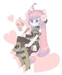  ahoge animal_ears bad_id bad_pixiv_id bare_shoulders belt blue_eyes blue_nails boots braid breasts cat_ears detached_sleeves eating fish gozen4ji long_hair megurine_luka nail_polish pink_hair sitting skirt small_breasts solo thighhighs twintails very_long_hair vocaloid 