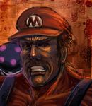  :d bccp clenched_teeth clothes_writing collarbone hat looking_at_viewer male_focus mario mario_(series) open_mouth poison_mushroom realistic skin_tight smile super_mario_bros. teeth upper_body v-shaped_eyebrows 