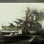  bad_pixiv_id battleship military military_vehicle no_humans original power_black ship warship watercraft 