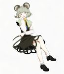  animal_ears chin_rest crossed_legs egawa_satsuki grey_hair hands mouse_ears mouse_tail nazrin red_eyes short_hair sitting smirk solo tail tail_hug touhou 