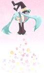  aqua_eyes aqua_hair aqua_nails bad_id bad_pixiv_id detached_sleeves flower hatsune_miku long_hair nail_polish necktie skirt solo thighhighs toufu_(artist) twintails vocaloid zettai_ryouiki 