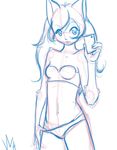  bra breasts clothed clothing female hair lagomorph long_hair mammal panties panty_pull pinup pose rabbit regalweasel selfie sketch small_breasts solo underwear 