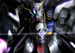  crossbone_gundam_maoh glowing glowing_eye gundam gundam_build_fighters highres mecha no_humans skull solo space 