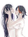  black_hair bra face-to-face holding holding_hair kill_la_kill kiryuuin_satsuki liangwen lips long_hair matoi_ryuuko multicolored_hair multiple_girls open_mouth two-tone_hair underwear yuri 