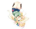  blonde_hair flower green_eyes hair_ornament hoshii_miki idolmaster idolmaster_(classic) long_hair lying one_eye_closed smile solo tongue utakata_(s_sw) 