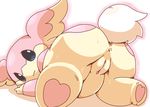  anthro anus ass_up audino butt crepix cute female fluffy_tail looking_at_viewer looking_back lying nintendo nude on_front pok&#233;mon pok&eacute;mon presenting presenting_hindquarters presenting_pussy pussy solo sweat video_games 