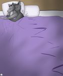  anthro bed canine colored comic couple covering cuddling dominion69 eyes_closed female fluffy_ears fur grey_fur male mammal morning pillow romantic sleeping snout spooning were werewolf 