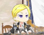  air_diver_(f119) blonde_hair kill_me_baby microphone military military_uniform natalia_poklonskaya necktie parody press_conference real_life russian serious short_hair solo sonya_(kill_me_baby) twintails uniform 