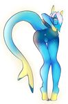  anthro anus aquatic butt cute dragon female looking_at_viewer looking_back marine nude plain_background presenting presenting_hindquarters pussy solo standing teil transparent_background 