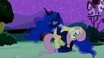  animated blue_fur blue_hair equine female fluttershy_(mlp) friendship_is_magic fur hair horn horse mammal my_little_pony pegasus pink_hair princess_luna_(mlp) unicorn wings yellow_fur 