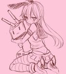  elbow_gloves epuko gloves hairband hug kantai_collection long_hair looking_at_viewer lowres monochrome panties pout rensouhou-chan shimakaze_(kantai_collection) sketch striped striped_legwear thighhighs underwear 