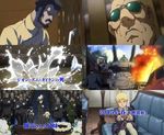  bald blonde_hair broken_glass char_aznable coffin cuffs degwin_sodo_zabi funeral gihren_zabi glass glasses gundam guntank handcuffed handcuffs mecha salute sayla_mass screencap sunglasses younger zeon_zum_deikun 