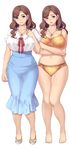  barefoot bra breasts brown_hair hamashima_shigeo large_breasts lingerie mario_(artist) orcsoft otonari_no_kokujin_otto_ni_dakarete_nakimodaeru_saiai_no_tsuma panties shinozaki_miwako simple_background solo underwear white_background 