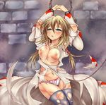 1girl artist_request bdsm blonde_hair bondage bound breasts chains final_fantasy final_fantasy_tactics long_hair nipples pain panties pussy_juice tears thighhighs torn_clothes torture underwear whip whip_marks white_mage 