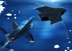  ace_combat ace_combat_x afterburner aircraft airplane commentary condensation_trail f-22_raptor fighter_jet fire flying_boat gleipnir_(ace_combat) gryphus_1 highres ice jet military military_vehicle no_humans ocean ship signature smoke thompson watercraft 