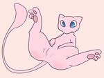  blue_eyes digitigrade female feral hindpaw lying mew nintendo nude on_back pawpads paws plain_background pok&#233;mon pok&eacute;mon presenting presenting_pussy pussy soles solo spread_legs spreading toes truckk video_games white_background wide_hips 