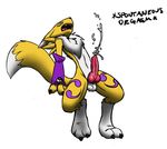  balls canine canine_penis cobalthusky crossgender cum cumshot digimon edit erection eyes_closed fox knot male mammal open_mouth orgasm penis premature_ejaculation renamon solo vein 