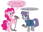 alpha_channel blue_eyes clothed clothing cutie_mark dialog duet duo english_text equine female feral friendship_is_magic hair horse humor mammal maud_pie_(mlp) microphone my_little_pony pink_hair pinkie_pie_(mlp) plain_background pony pun purple_hair raggyrabbit94 rock sibling singing sisters smile text transparent_background visual_pun 