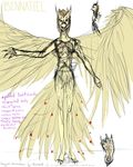  &#169; &copy; anthro avian bennatiel brown_feathers brown_hair claws colored copyright covering dominion69 feathers female fur hair horn invalid_tag mammal model_sheet original pink_eyes plain_background sheet signature sketch standing tan_feathers text tuft watermark wings 