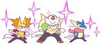  cosplay delphox gen_6_pokemon greninja kill_la_kill mikisugi_aikurou mikisugi_aikurou_(cosplay) no_humans open_clothes open_shirt pokemon pokemon_(creature) pokemon_(game) pokemon_xy shirt sparkle 