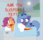  dialog english_text equine female feral friendship_is_magic furseiseki_(artist) horn horse mammal my_little_pony pegasus pony princess_luna_(mlp) rape_face scootaloo_(mlp) smile text winged_unicorn wings 