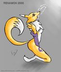  black_nose black_sclera blue_eyes chest_tuft cum cum_on_face digimon facial_markings fox7 fur gloves kneeling markings open_mouth renamon tongue tongue_out tuft white_fur 