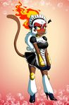  anthrofied apron blue_eyes blush breasts bubble collar crovirus ear_piercing embarrassed female fire high_heels infernape looking_at_viewer maid maid_uniform mammal monkey nintendo piercing pok&#233;mon pok&eacute;mon primate solo sweat video_games wide_hips 