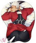  archer ass ass_mousepad blush crossed_swords dual_wielding fate/stay_night fate_(series) holding kanshou_&amp;_bakuya male_focus mousepad pinki_(shounenkakuseiya) poking solo sword weapon white_hair 