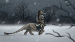  2019 alien ascar_angainor black_hair centaur clothed clothing equine equine_taur fur grey_fur hair hi_res long_hair male mammal osket outside signature snow solo taur tree 