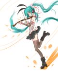  animal_ears aqua_eyes aqua_hair artist_name bespectacled boots bunny_ears bunny_tail character_name detached_sleeves glasses hatsune_miku headphones high_heels highres instrument kowiru long_hair md5_mismatch music panties playing_instrument skirt solo standing standing_on_one_leg striped striped_panties tail thighhighs twintails underwear very_long_hair violin vocaloid 