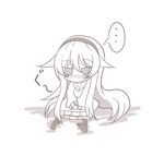  1girl afilia_(kiyomin) blush chibi hairband kiyomin long_hair monochrome original simple_background solo white_background 