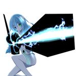  blue_eyes blue_hair commentary_request golem_(kiyomin) green_eyes gun heterochromia highres kiyomin long_hair looking_at_viewer original simple_background solo weapon white_background 