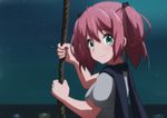  ame. anime_coloring chuunibyou_demo_koi_ga_shitai! commentary green_eyes hair_rings pink_hair rope scarf school_uniform shichimiya_satone twintails 