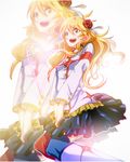  blonde_hair brues costume flower green_eyes hair_ornament heart hoshii_miki idolmaster idolmaster_(classic) idolmaster_movie long_hair smile solo starpiece_memories 