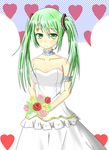  dress flower green_eyes green_hair hatsune_miku highres ji_dao_ji long_hair solo twintails vocaloid white_dress 