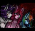  anthro anthrofied black_eye blood blue_eyes breasrs breasts chiakitasso cleavage clothed clothing equine female friendship_is_magic gourpl group hair horse looking_at_viewer mammal multi-colored_hair my_little_pony paint pinkamena_(mlp) pinkie_pie_(mlp) pony purple_eyes rainbow_dash_(mlp) rainbow_hair rarity_(mlp) scar straight_hair white_eye 