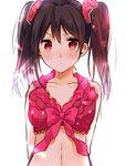  bad_id bad_pixiv_id banned_artist bikini black_hair blush bow crop_top hair_bow looking_at_viewer love_live! love_live!_school_idol_project midriff okia red red_eyes shiny shiny_skin short_hair solo swimsuit twintails yazawa_nico 