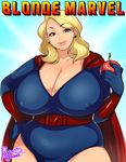  agawa_ryou blonde_hair breasts cape character_request cleavage erect_nipples fat food large_breasts milf plump smile 